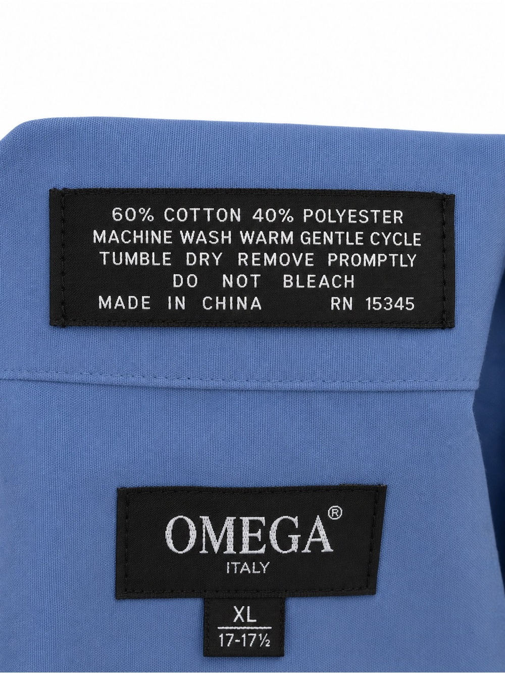 Omega Italy Guayabera Shirt XL Blue Embroidered Camp Collar 4 Pocket NWT Men - Picture 7 of 7